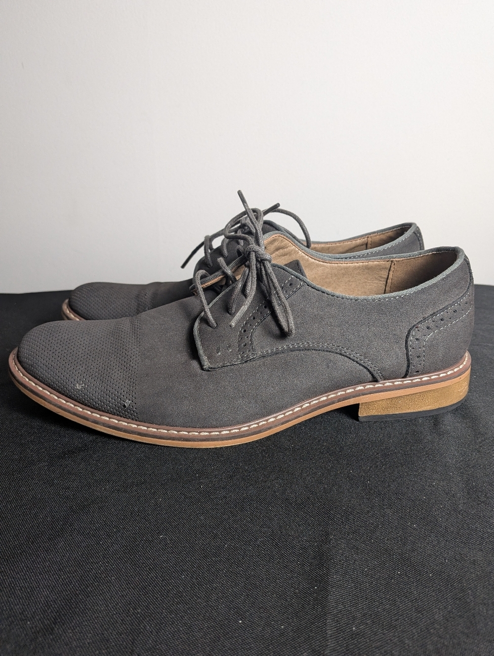 Steve Madden Alk Gray Suede Dress Shoes Men's Derby Oxfords Sz 9.5 - Picture 4 of 11